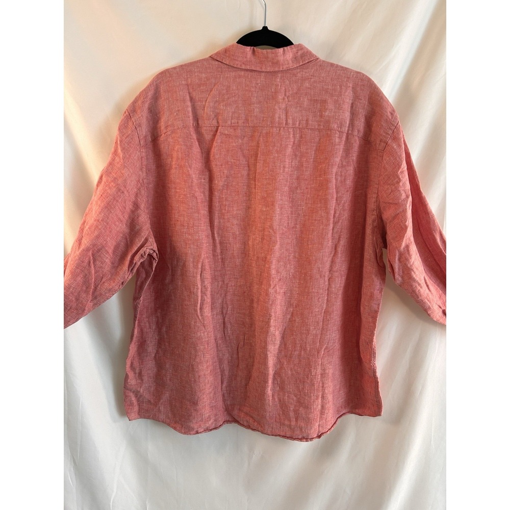 UNTUCKit Mens XXL 100% Linen Long Sleeve Button Down Shirt Red Casual Vacation - Picture 9 of 13